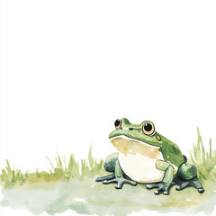 Minimal Isolated Scene of a Frog Croaking Near Calm Water Capturing the Essence of Nature's Sounds and Serenity in a Tranquil Environment with Lush Greenery