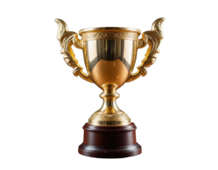 Ornate Golden Trophy with transparent background