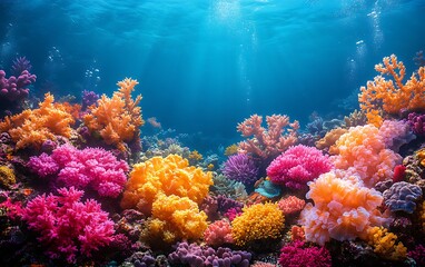Naklejka premium a coral reef with colorful plants and sunlight