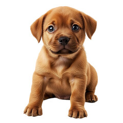 Obraz premium Adorable brown puppy sitting on white background.