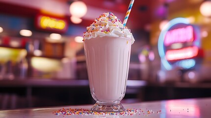 Decadent Milkshake with Whipped Cream and Sprinkles for a Sweet Treat