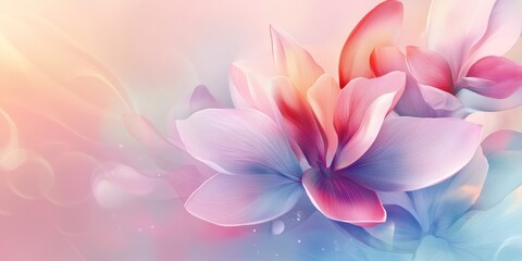 Fototapeta premium Close up of a vibrant pink and purple flower on a colorful background