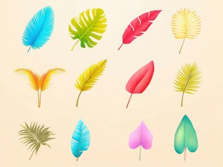 Fototapeta premium Colorful Tropical Leaves Collection for Elegant Background Design