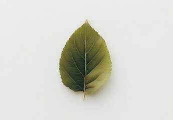 Green Leaf Isolated on Light Background for Nature and Eco Themes