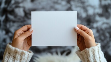 Woman's holding a blank piece of paper
