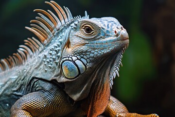 Obraz premium A close-up shot of a lizard sitting on a rock, natural habitat
