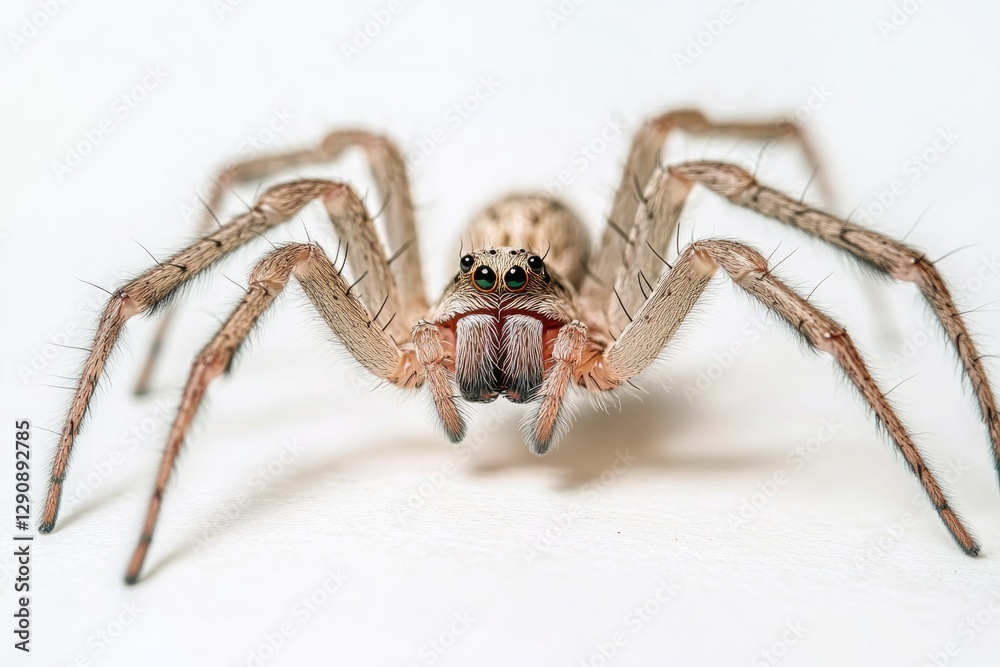 Poster a close-up view of a spider on a white background, ideal for use in scientific or educational contex