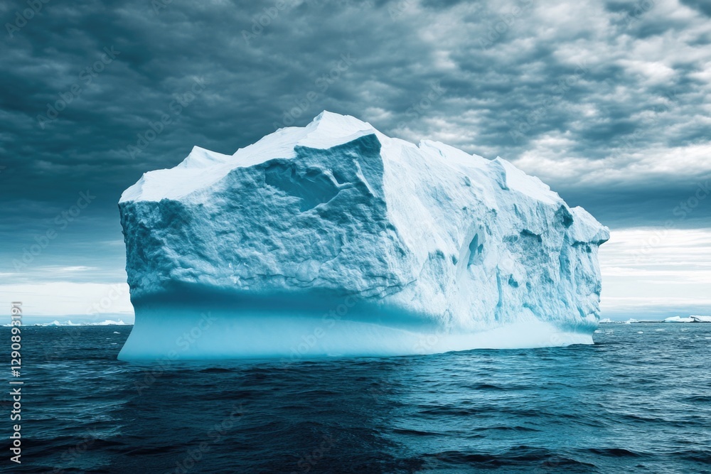 Aufkleber An iceberg floating in the ocean under a cloudy sky, great for use in climate change or environmental awareness scenes