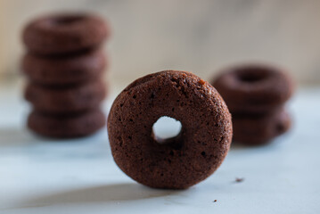 ssorted donuts with chocolate frosted