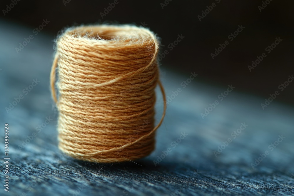 Poster a spool of twine or yarn sitting on a table, great for craft and diy projects