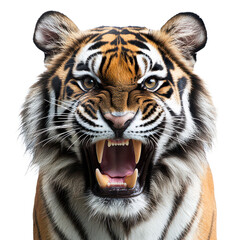 Fototapeta premium siberian tiger roar isolated on transparent png