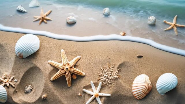 starfish and shells on the beach