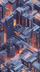 Fototapeta premium Futuristic Cityscape with Magnetic Storage and Illuminated Skyscrapers in a Dystopian Sci-Fi Setting