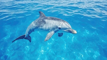 Fototapeta premium Dolphin swimming in turquoise water