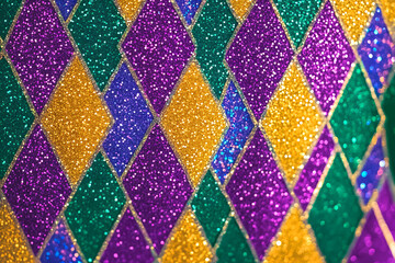 Glittering Harlequin Pattern. Mardi gras background