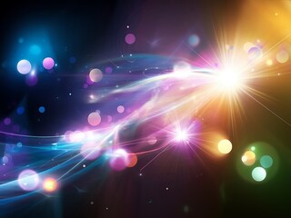 Vibrant Abstract Background with Colorful Lighting and Lens Flare Effects  