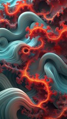 Obraz premium Surreal Flowing Metallic Waves with Organic Structures