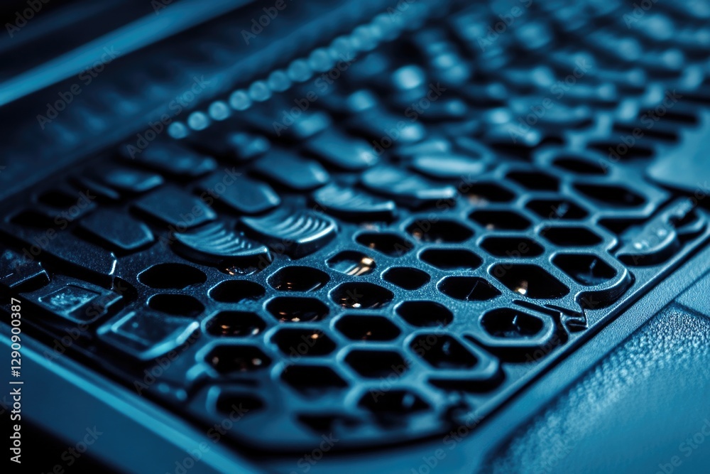 Fototapete a close-up image of a keyboard on a table
