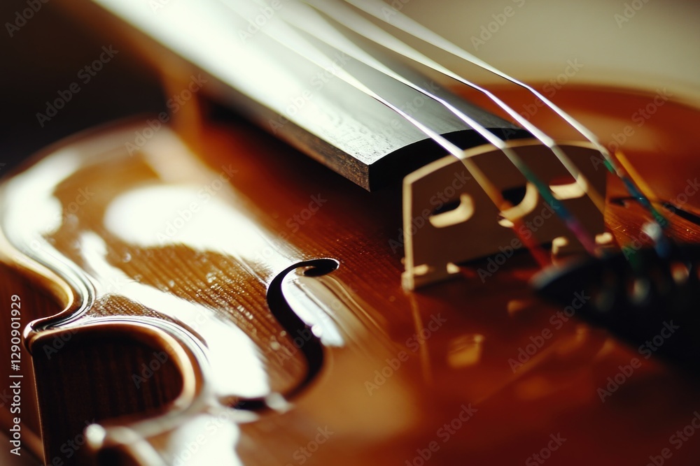 Poster A close-up view of a violin's strings