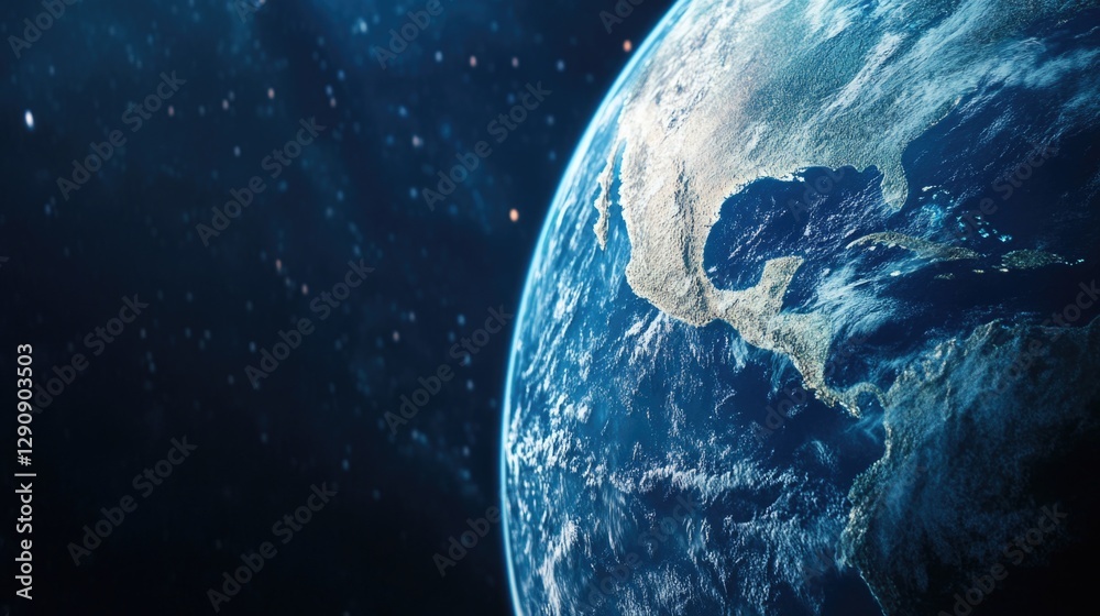 Aufkleber A view of the Earth from space with stars in the background, perfect for use in astronomy and science-related projects