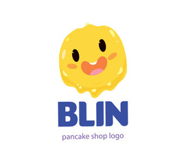 Vector logo for cafe or restaurant pastries, pancake, cace, blin.