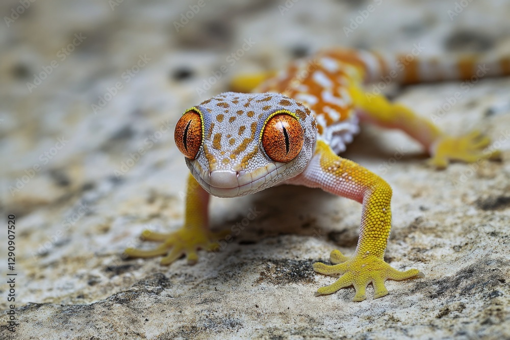 Poster a close-up view of a reptile perched on a rocky surface