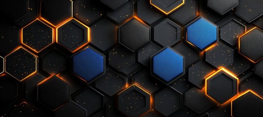 Abstract Background with Illuminated Hexagonal Pattern, Futuristic Design with Subtle Blue Accents