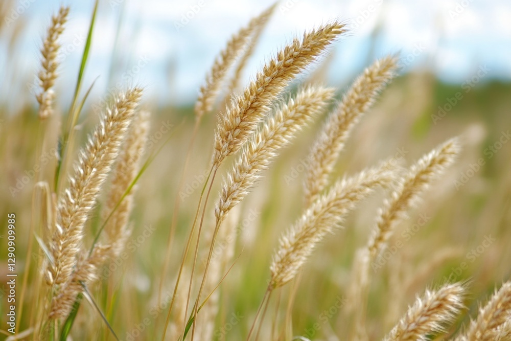 Poster close-up of tall grasses growing in a field, suitable for backgrounds or texture use