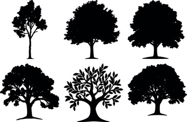 Tree bundle design silhouette vectors