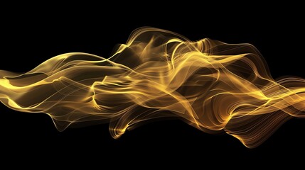 Obraz premium Abstract golden smoke or light streaks on a black background.