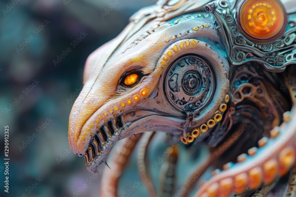 Poster a detailed view of an octopus sculpture, suitable for use in editorial or decorative contexts