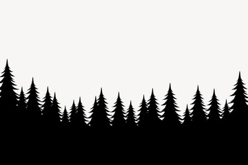 Fototapeta premium Forest silhouette background, nature border illustration