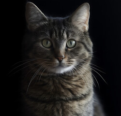 Pet cat on black background 