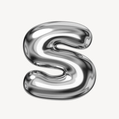 S alphabet, 3D chrome metallic balloon design