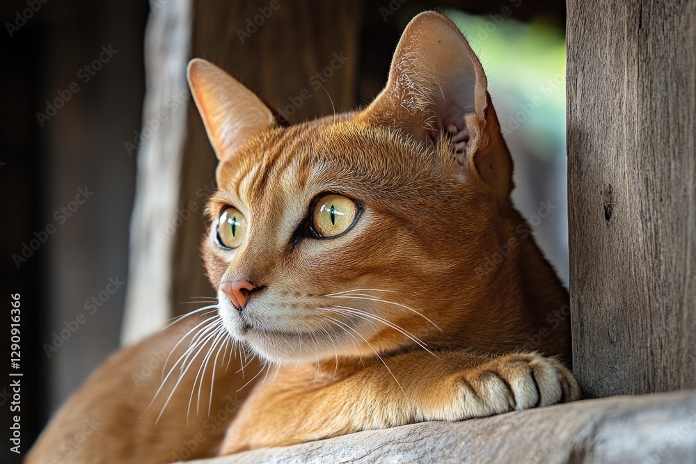 Aufkleber A close-up view of a cat resting on a ledge