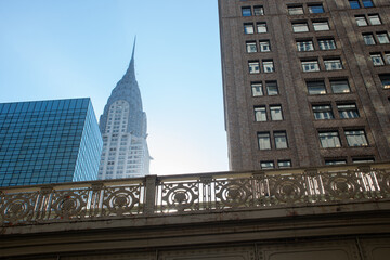 View of the Chrysler Building with ornate bridge foreground