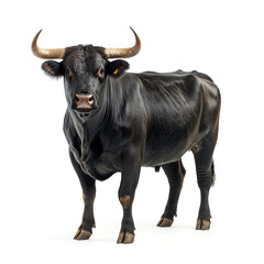 Naklejka premium Black Limousin Bull Isolated on White Background