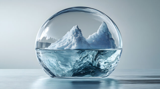 a glass ball with a mountain in it
