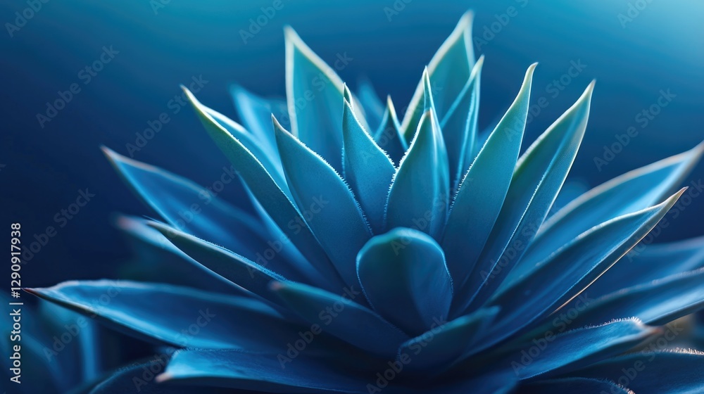 Aufkleber A close-up view of a plant with a bright blue background, ideal for use in designs and compositions where a pop of color is needed