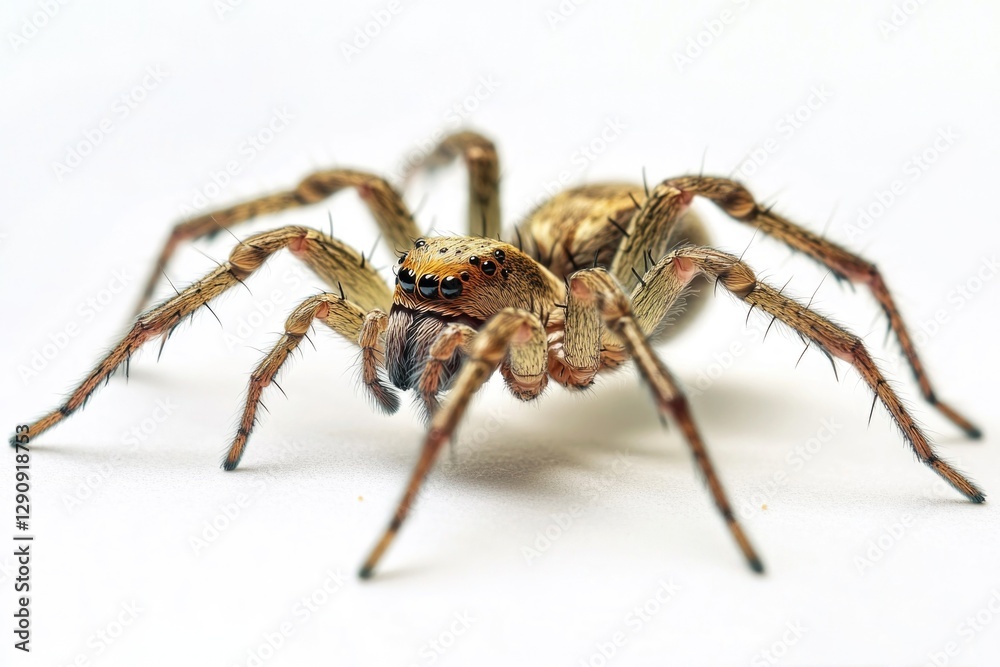Poster a close-up view of a spider on a white surface