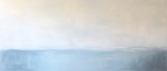 Calm ocean horizon under a clear sky, serene landscape with soft blues and gentle gradients, tranquil seascape for relaxation and mindfulness themes.