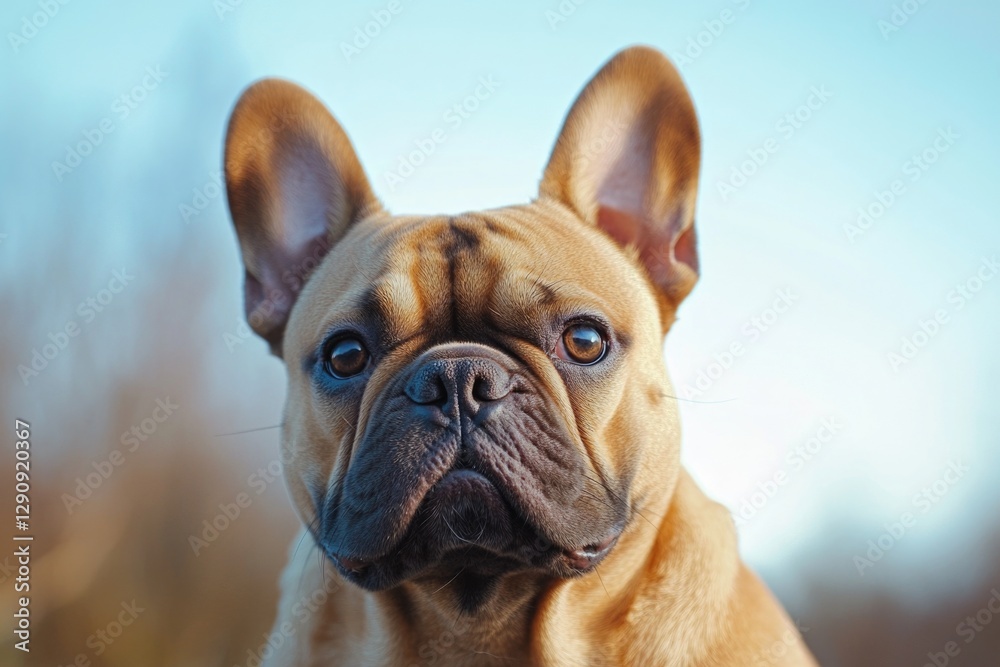 Poster A dog's face with an inquisitive expression, ideal for use in pet-related or funny context