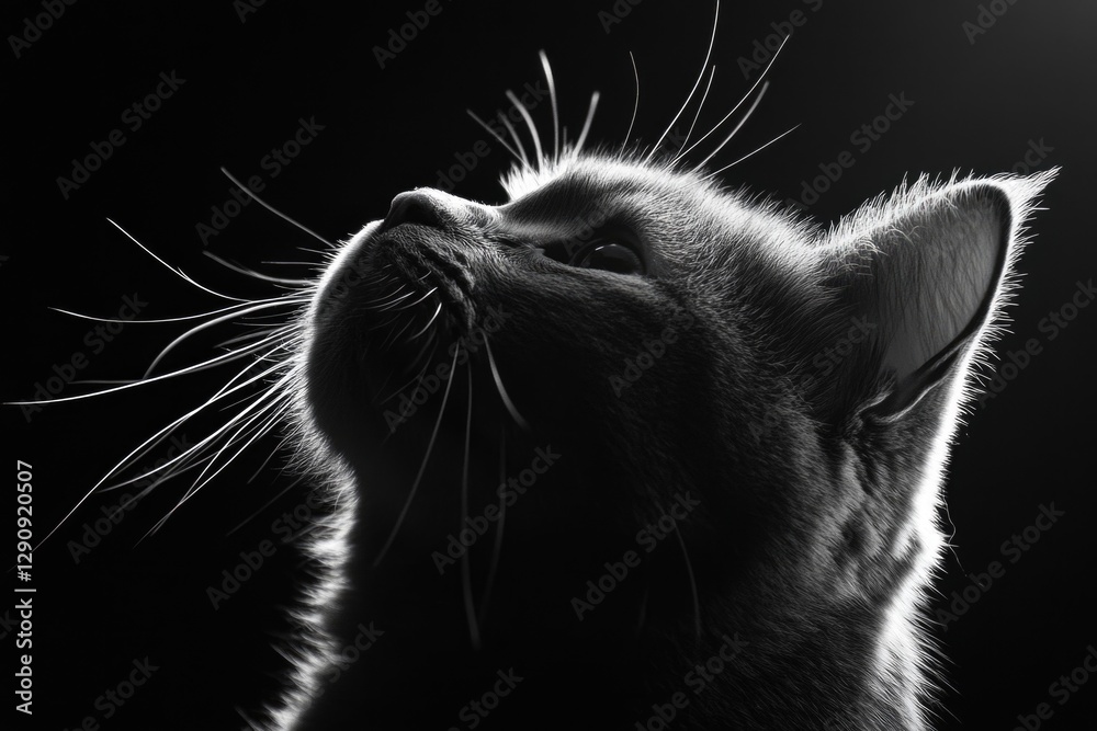 Poster A close-up image of a black cat with a calm expression