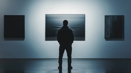 Obraz premium Lottery jackpot winner attending an exclusive art exhibition. Featuring creativity and exclusivity