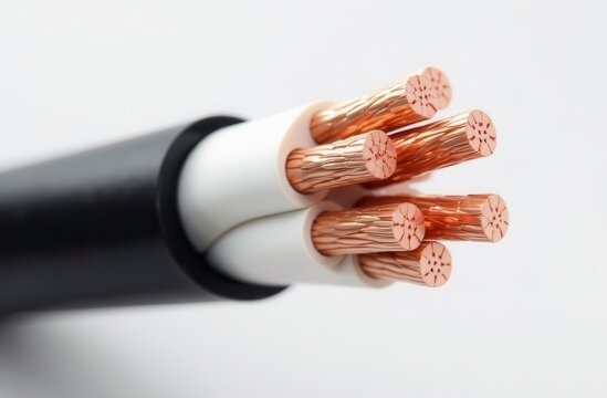 isolated six-core copper cable, polymer-braided in black and white