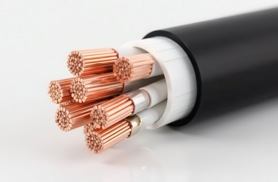 isolated seven-core copper cable, polymer-braided in black and white