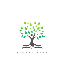 Green Tree of Knowledge Education, Growth, and Success Symbol