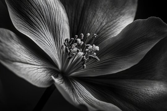 A simple yet elegant black and white photograph of a single flower