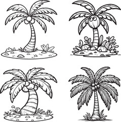 Fototapeta premium Hand-Drawn Cartoon Palm Trees Collection