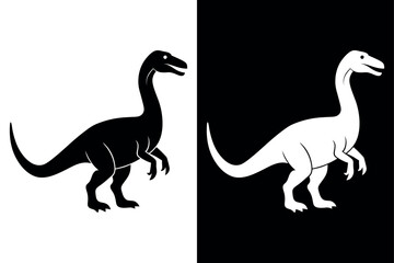 Dinosaur Silhouette Vector Icon High-Quality Design on Black And White Background.